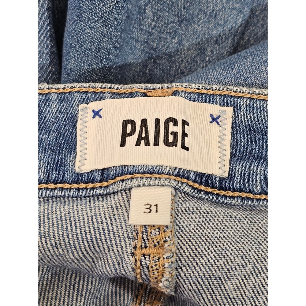 Paige Cindy Straight Leg Jeans Womens 31 Blue Distressed High Rise Speak Easy - Picture 3 of 7